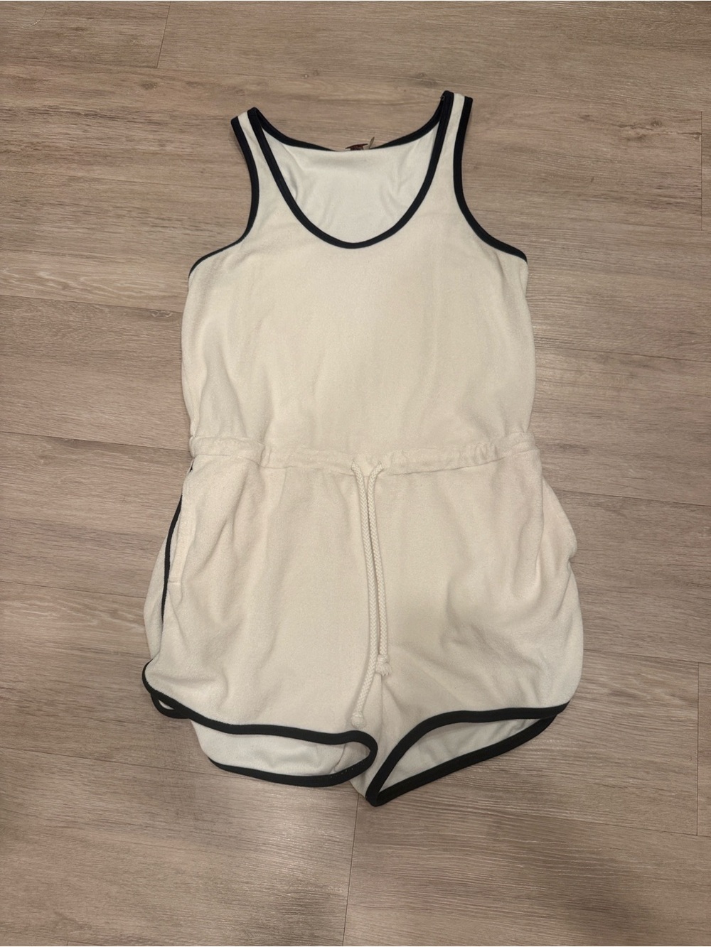 Faherty White Cabana Terry Towel Romper Large